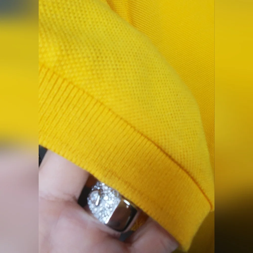 LACOSTE- Size 5/L Mens Polo Shirt- Vibrant Yellow Fabric- Classic Fit - Picture 11 of 11